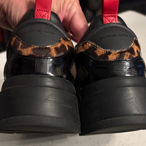 NWOB Michael Kors Cosmo Animal-Print Calf Hair Slip-On Sneakers. Size 8.5. - Picture 6 of 10